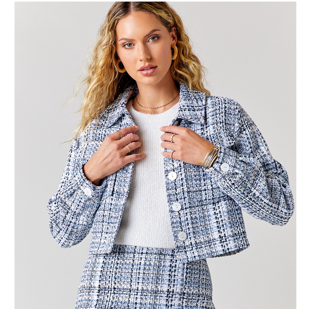 Women's Blue Tweed Jacket